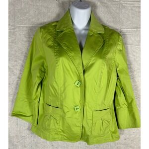 Tribal Women's Size 10 Lime Green Cropped Blazer Jacket 3/4 Sleeve Square Button